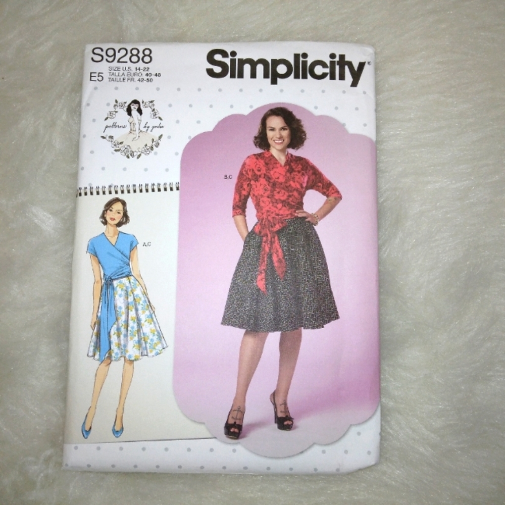 SIMPLICITY S9288 Sz 14-22 Misses' Wrap Top & Flared Skirt Patterns By Gertie